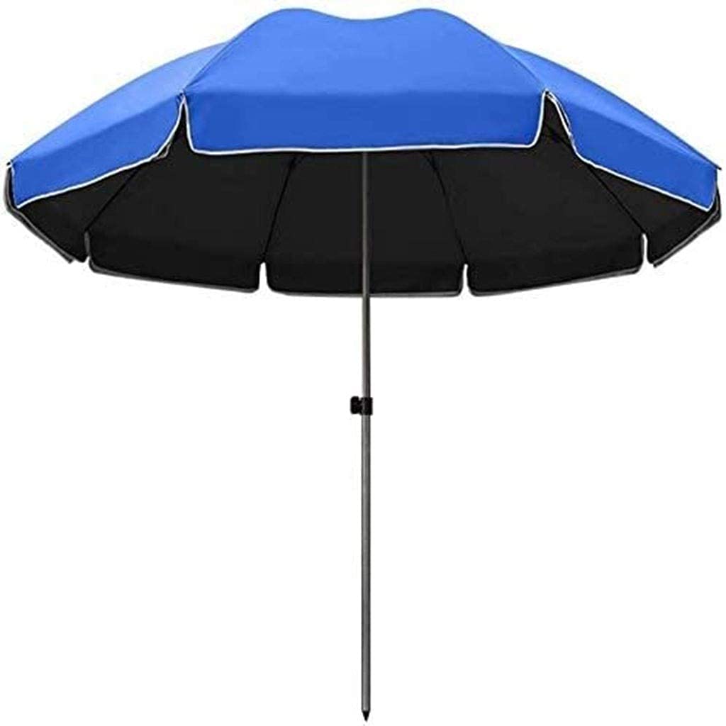 WDSOPK Beach Parasol Garden Parasols Patio/Beach Tiltable Cranks UV Proof Sunshade Outdoor Umbrellas Terraces Balcony Pools(Blue Black-2.6m)