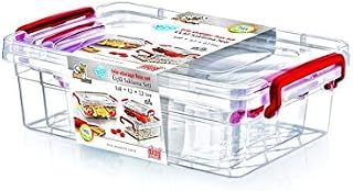 Clip Lock Handle Plastic Clear Storage Food Box Container Large BPA Free - fridge, freezer, dishwasher and microwave safe (RECT 2.5 L)