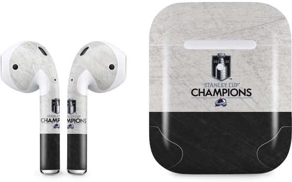 Skinit Decal Audio Skin Compatible with Apple AirPods 2 - Officially Licensed NHL Colorado Avalanche Distressed Design