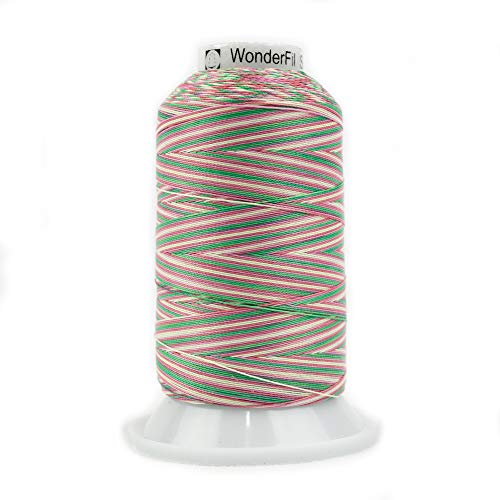 WonderFil Silco Cotton Varigated Thread Teal/Yellow/Pinks SCM-04, 3 ply 35wt Tex 40 700 Meter spools for Sewing, Quilting, Embroidery Machines