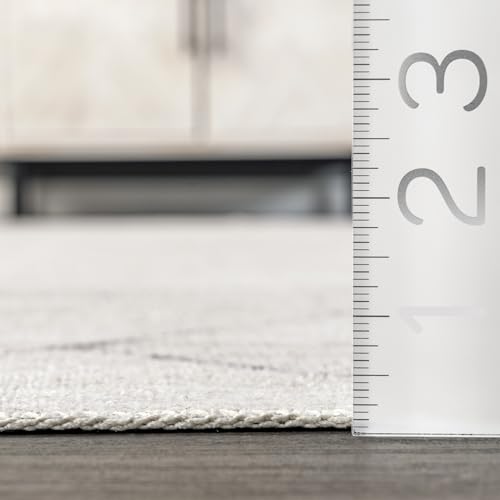 nuLOOM Light Grey SpinClean 4'x6' Stain-Resistant Rug