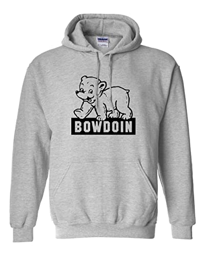 CreateMyTee Bowdoin College Classic Polar Bear Unisex Hooded Sweatshirt (Sport Grey, Large) - Bowdoin Polar Bears Apparel