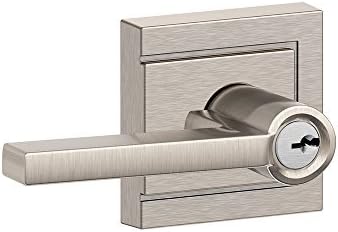 Schlage Latitude Keyed Lever with Upland Trim, Satin Nickel