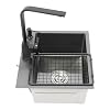 Negro 40 x 45 cm, fregadero de cocina de acero inoxidable 201, rectangular, moderno fregadero de acero inoxidable, fregadero de cocina con grifo de agua caliente y fría, dispensador de jabón
