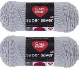 Compra a granel: Red Heart Super Saver (paquete de 2) (gris claro, 7 onzas cada madeja)