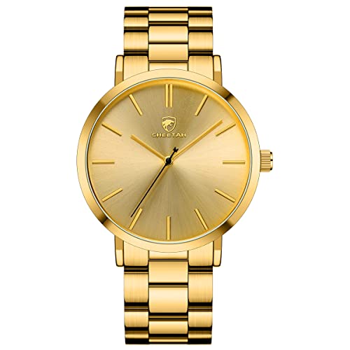GOLDEN HOUR Men's Watches Slim Minimalist Runway Gold Plated Stainless