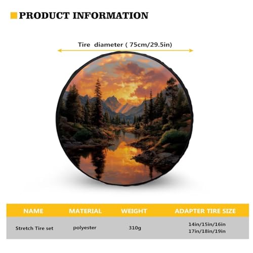 Image of Pensura Spare Tire Cover Pretty Scenery Wheel Protectors Waterproof Tire Covers Camping Wheel Covers Universal Fit for Trailer SUV Truck Camper Travel Trailers 14-19 inch