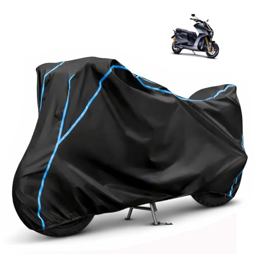 Image of Compatible with Everve Waterproof Two Wheeler Scooter Body Cover Water Resistant, Heavy Duty, UV Rays, Dust & Scratch Protection for All-Modal & Variants (Black,Sky Blue Piping)
