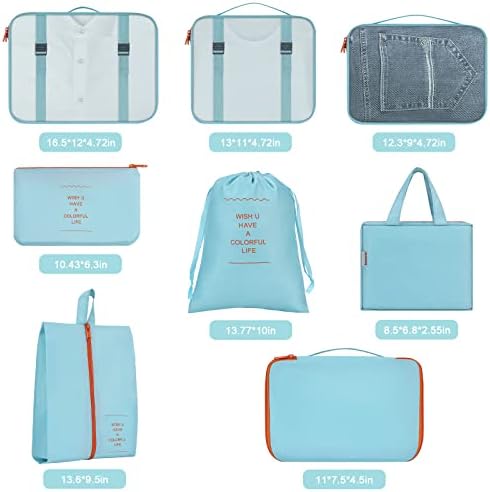 Homsorout Packing Cubes for Travel, 8 Pcs Travel Cubes Suitcase Organiser Bags Travel Organiser Packing Bags for Shoes Clothes Storage Bags