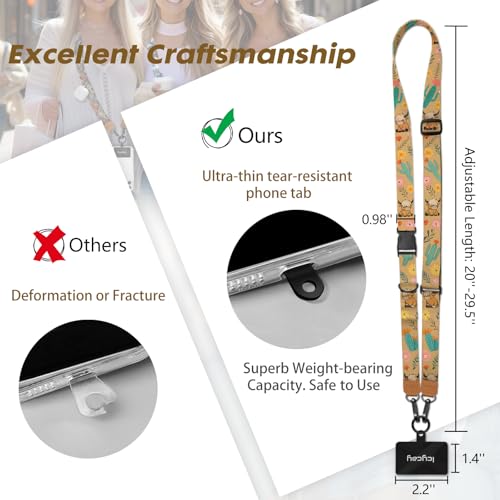 Image of Icycay Phone Lanyard Crossbody Strap Neck Adjustable Teacher Women Cow | for Cell Phone Case Keys ID Badges, Anti Theft, Multifuctional, Cute Phone Holder, Travel Hiking Essential Accessories, Gifts