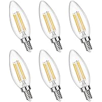 Akynite Bombilla Vela E14 LED Regulable Luz Calida 2700K, 400LM, CA 230V, C35 E14 4W LED Pequeña Equivalente E14 40W, Bombillas Filamento Retro LED Casquillo Fino, pack de 6