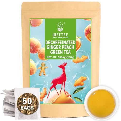 WT WEETEE Decaf Ginger Peach Green Tea Bags, Made of