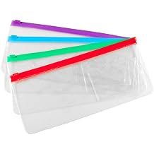Plak Smacker 12051 Clear Bags with Colored Zippers 9.5 x 3.5 Assorted Colors 48/Pk
