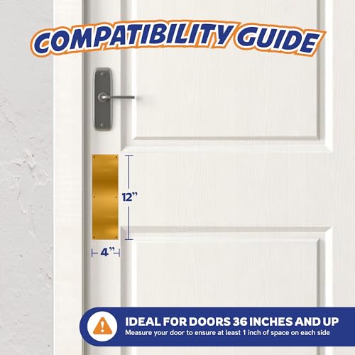 image for Panther Armor 4x12 Inch Door Gold Push Plate, 1mm Thick Stainless Stee