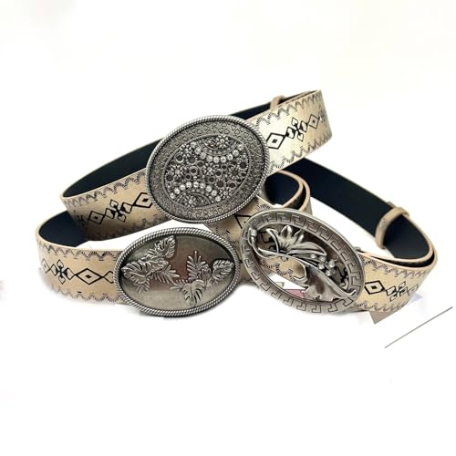 Western PU Leather Waist Belt Adjustable Length Waist Belt For Girl Women Embossed Pattern Belt For Coat Skirts Jeans3