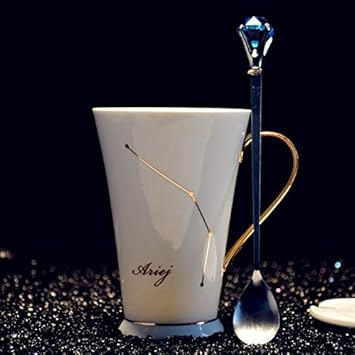 Generic Aries: Creative Constellation Bone Coffee Mug 390Ml Ceramic Tea Cup Porcelain Tea Mug Lover Coffee Cup Valentine&