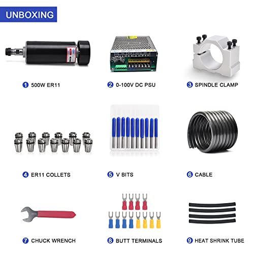 Daedalus CNC Spindle Motor Kit, 500w, ER11, Brushed - Image 5
