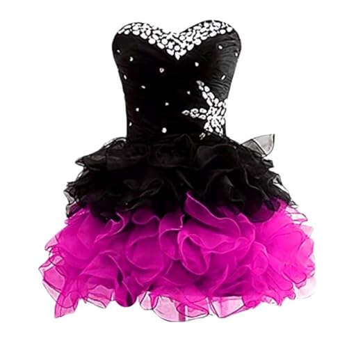 Dydsz Women's Sweetheart Crystals Prom Dress Short Homecoming Dresses Organza Cocktail Ball Gown