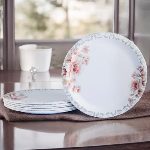 Image of Melamine Quarter Plates | Round Half Plate | Microwave Safe | Break Resistant | Plates for Snacks, Lunch, Dinner | Plates for home, Office, Restaurant | Set of 6 | 7 Inch's (Lily mat finish)