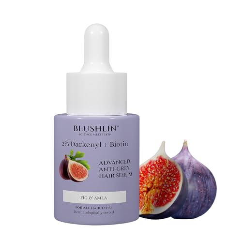 Image of BLUSHLIN 2% Darkenyl for Anti-Greying Hair Serum | Hair Growth Actives with Biotin, Bhringraj, Henna & Amino Acid Complex | Strengthens Roots & Adds Shine | Toxin Free | All Hair Types (10ml, 10.0, millilitre)
