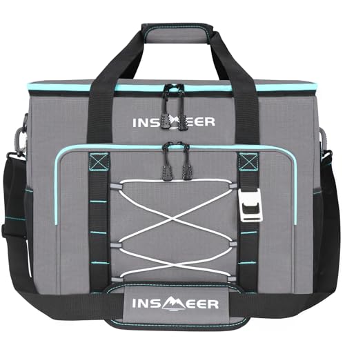 INSMEER Bolsa Térmica Grande 55L, Bolsa Isotermica Nevera Portatil Capacidad para 80 Latas, Plegable, aislada, a Prueba de Fugas y con abridor de Botellas Picnics, Camping y Playa