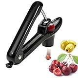 Kirschentkerner,Kirschkernentferner,Entkerner Kirschen Pflaumen,Kirschenentkerner Manuell Cherry Corer Mirabellen Entkerner für Obst,Kirsche Obstbeere, Schwarz