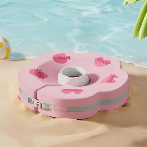 Baby Pool Float,Non-Inflatable Cute Flower Shapes Baby Swimming Floaties Ring for 0-18 Months Toddler Kids, Upgraded Diameter Enhances Stability in Infants Bath or Swim Training (Pink)