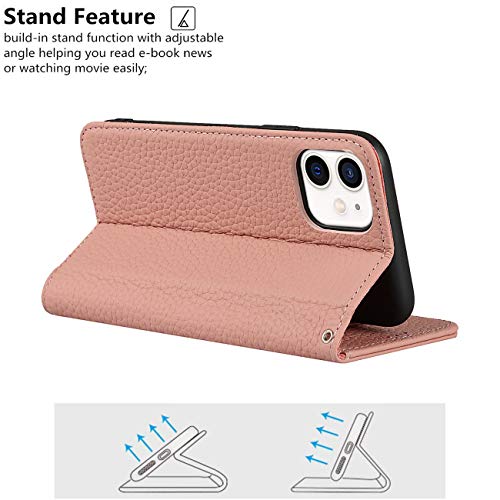 Étui iPhone 11 cuir véritable rose iCoverCase luxe avec protection RFID - 5