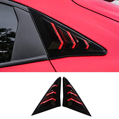 Rifoda for Civic Window Louvers Air Vent Scoop Shades Cover Blinds for Honda Civic 10th Gen Hatchback and Type R 2016 2017 2018 2019 2020 2021 ABS Material(Bright Black Red)