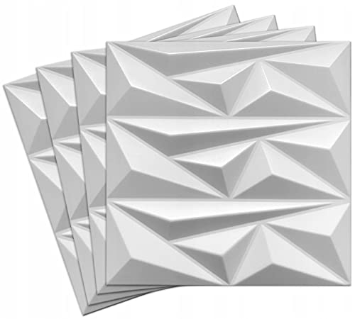Deccart Platten 3D Polystyrol Wand Decke Paneele Wandplatten 50x50 cm Topaz | 2 m², 8 Stück | weiss Cover