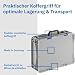 DIE BOX FABRIK Robuster Eurobehälter mit Tragegriff & Scharnierdeckel | Stapelbarer Kunststoffkoffer für Lager & Transport | Aufbewahrungsbox für Werkzeuge, Logistik & Industrie (600x400x283 mm)