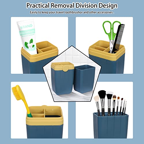 Skycase Travel Toothbrushes Case, [2 Pack] Toothpaste Storage Box, Cup Portable Toothbrush Holder Toothbrushes Toothpaste Set Organizer For Travel,Business,Home,Camping, School Supplies,Blue+White #TOP1