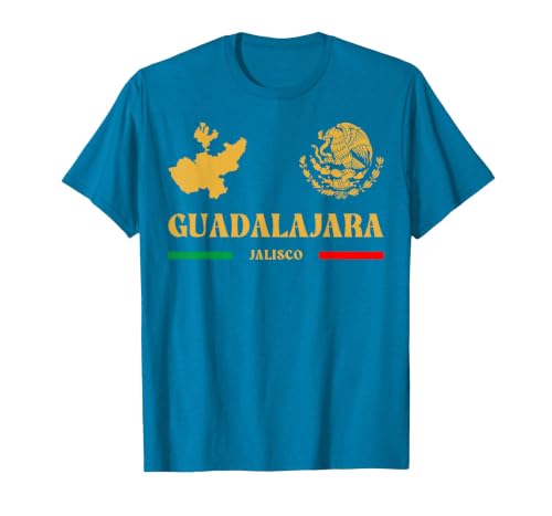 Guadalajara Jalisco with Mexican Emblem, Guadalajara T-Shirt, Men, Sapphire Blue, Medium
