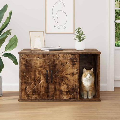 Niche rectangulaire moderne pour chat en chêne fumé 85cm - 5