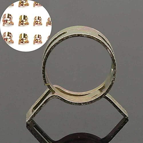 Juliyeh 50 PCS 5 Size Hose Clips Spring Hose Clamps Mini Fuel Line Pipe Clips 5mm 6mm 7mm 8mm 9mm, Golden, (49)