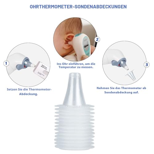 100 Stück Braun Fieberthermometer Schutzkappen, Fieberthermometer Ohr, Ohrthermometer Ersatzschutzkappen für alle Braun Modelle Ohrthermometer und andere Arten von digitalen Thermometern
