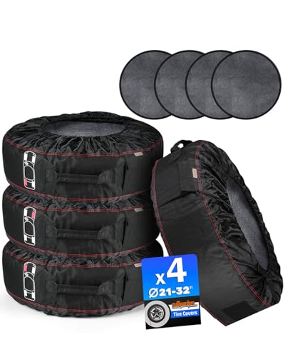 MATGUARDPRO Tire Storage Bags for Cars Portable Tire Tote for Seasonal Tire Change Handle for Easy Transportation Universal Spare Tire Covers Fit 2132 Inch Diameter Tires Set of 4 Black