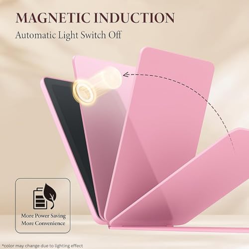 Image of LED Travel Mirror with Light, Rechargeable Folding Mirror with Touch Sensor Ring Light, 3 Light Modes, USB Cable Included
