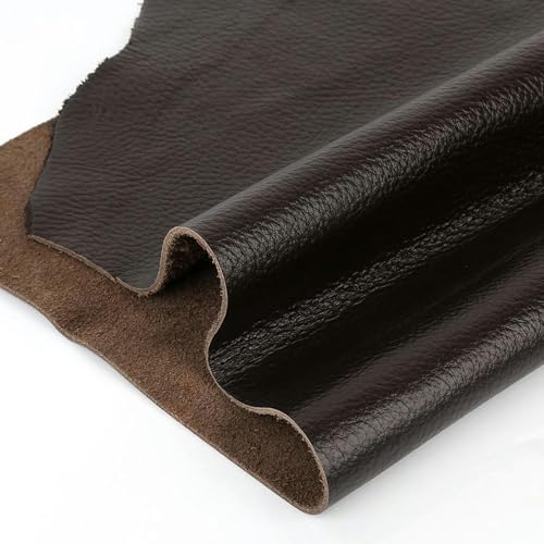 Cuir de vache 2,3mm grain litchi couleur café format 30x60cm - 5
