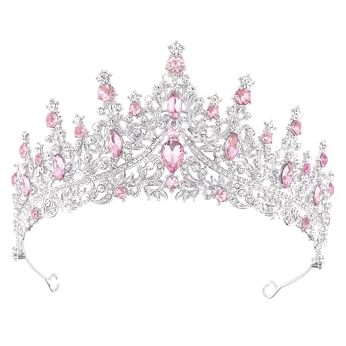 DRESHOW Coroa de aniversário para mulheres tiara de cristal para meninas decorações de cabelo acessórios de casamento coroa de purpurina diadema para festas de princesa