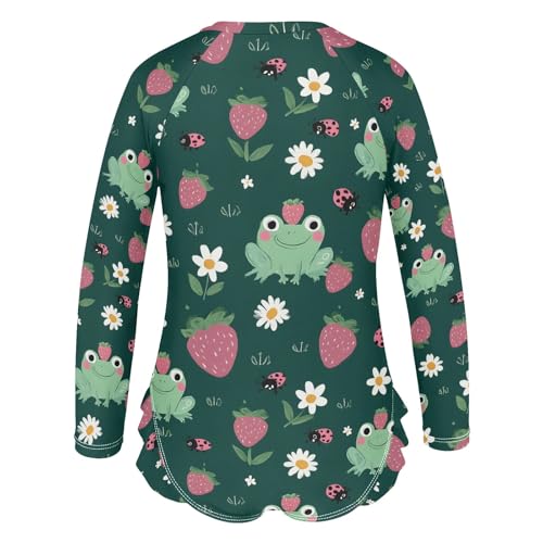 ALAZA Toddler Swimsuit Girl Bathing Suit Swimwear Rash Guard Frog Strawberry Long Sleeve 3T3