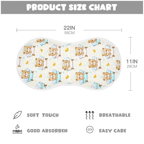 Bear Bath Baby Burp Cloths for Boys and Girls, Soft Muslin Spit Up Towels, 22"x11" Newborn Essentials for Feeding and Drooling, 2 Pack4