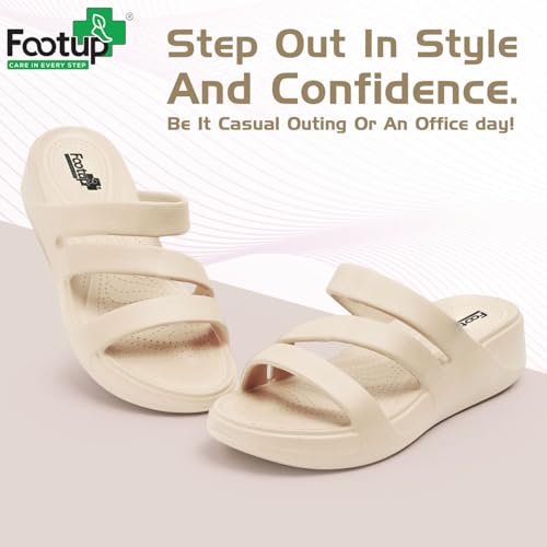Image of FOOT UP Women's Soft EVA Slip-On Slippers | Lightweight Open Toe Sandals for Women & Girls | Comfortable Casual Footwear with Cushioned Sole | Indoor & Outdoor Use Slides for Home, Travel & Movement