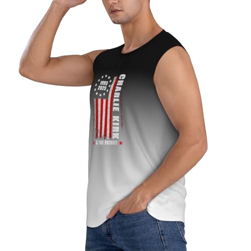 A True Patriott Charlie Kirk Men’s Sleeveless Tank Top – Summer Gym Workout Muscle Shirt | Casual Graphic Vest,3