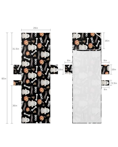 Halloween Beach Lounge Chair Towel Cover, Soft Chaise Lounge Towel with Side Pockets Patio Pool Chairs Cover for Beach/Pool Sunbathing 29x85 Watercolor Boo Ghost Pumpkins Classic Black