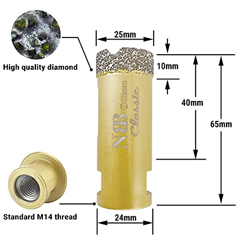 NBB vacuum brazed diamond hole saw with M14, Classic Golden type - Image 2