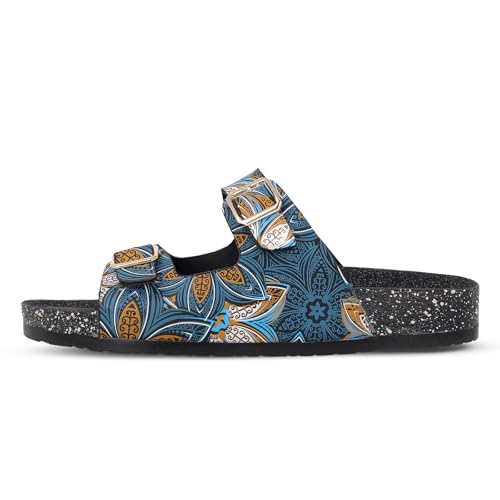 Image of WALKAROO Women's Fashion Sandals|Printed Dual Strap Design,Cushioned Insole, Lightweight PU Sole|Fashion,Trendy,Stylish Slip-On Comfort Sandals | WLE74035