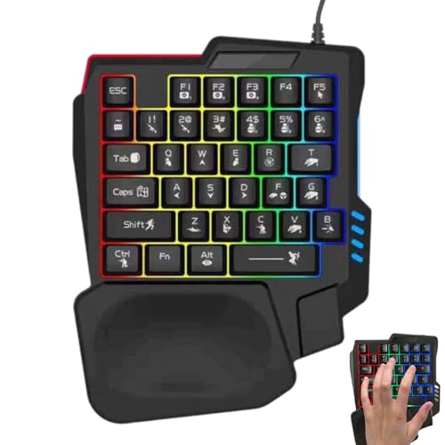 Teclado mecánico portátil y ergonómico de una sola mano con teclas de juego programables