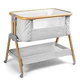 3 in 1 Baby Bassinet with Wheels, Portable Bedside Sleeper for Baby with 7 Adjustable Heights and Foam Mattress, Baby Bedside Crib for Newborns and Infants with Storage Basket, Carry Bag Included