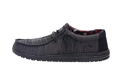 Image of HEYDUDE Men's Wally Sox Jet Black Size 6 | Men's Shoes | Men's Lace Up Loafers | Comfortable & Light-Weight